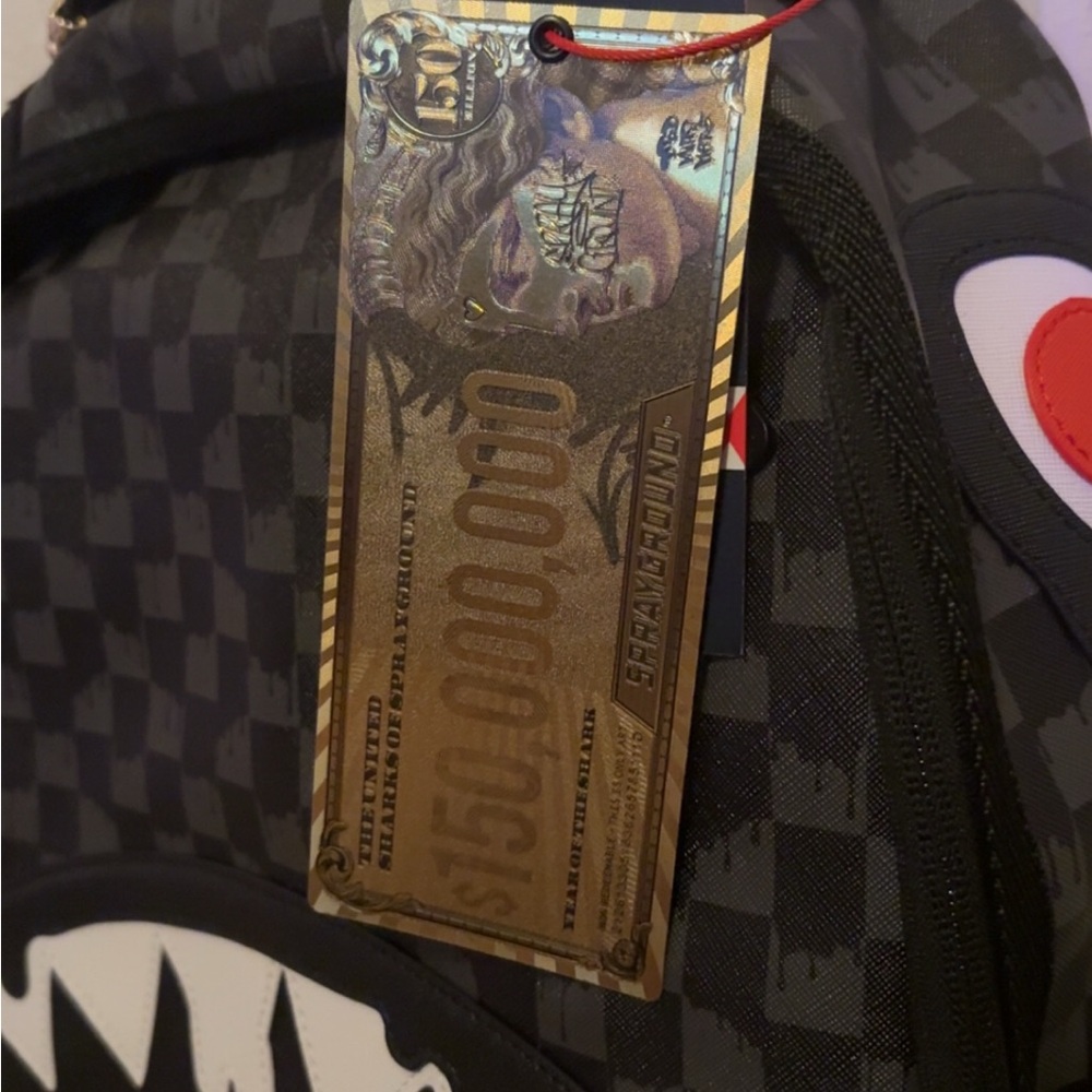 Sprayground Checkered Black and Red Shark Backpack - Picture 5 of 5